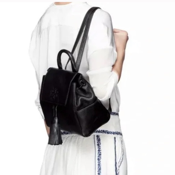 NWOT Tory Burch Thea Black Pebbled Leather Mini Backpack Bag - Picture 12 of 13